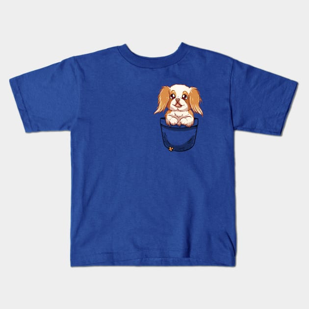 Pocket Cute Japanese Chin Dog Kids T-Shirt by TechraPockets